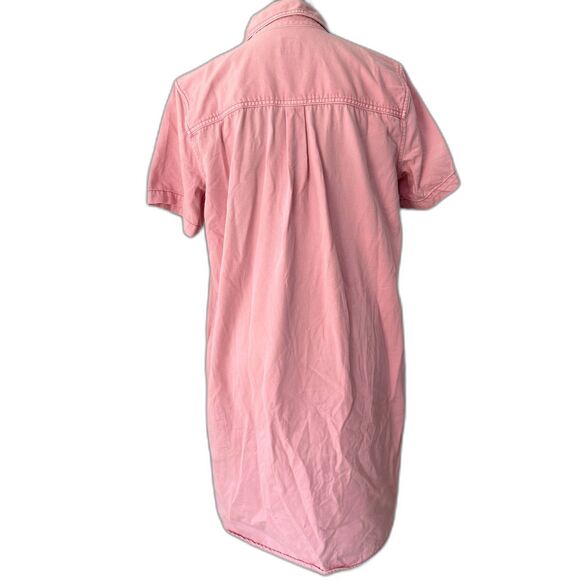 Gap Pink Denim Polo Shirt Popover Casual Midi Preppy Dress size Large - Picture 3 of 9